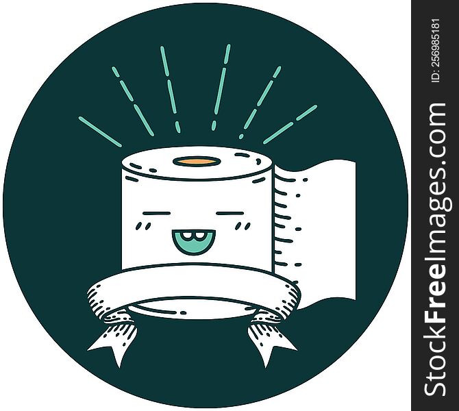Icon Of Tattoo Style Toilet Paper Character