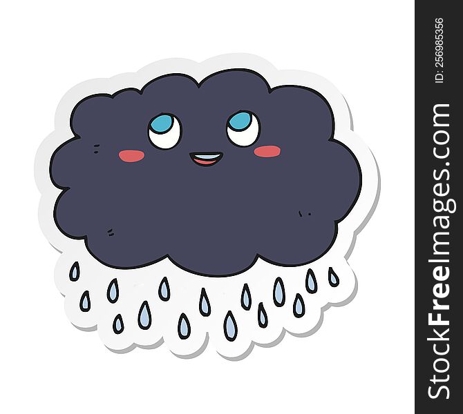 sticker of a cartoon raincloud