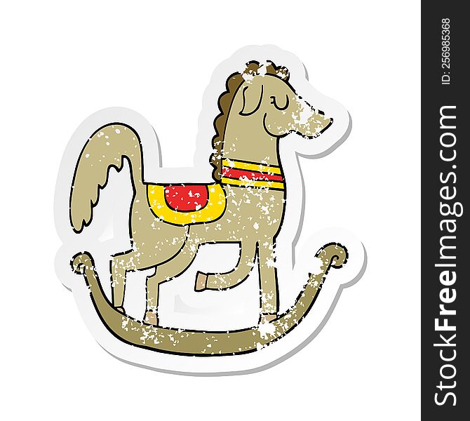 Distressed Sticker Of A Cartoon Rocking Horse