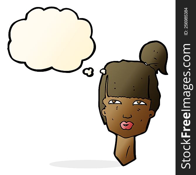 Cartoon Female Head With Thought Bubble