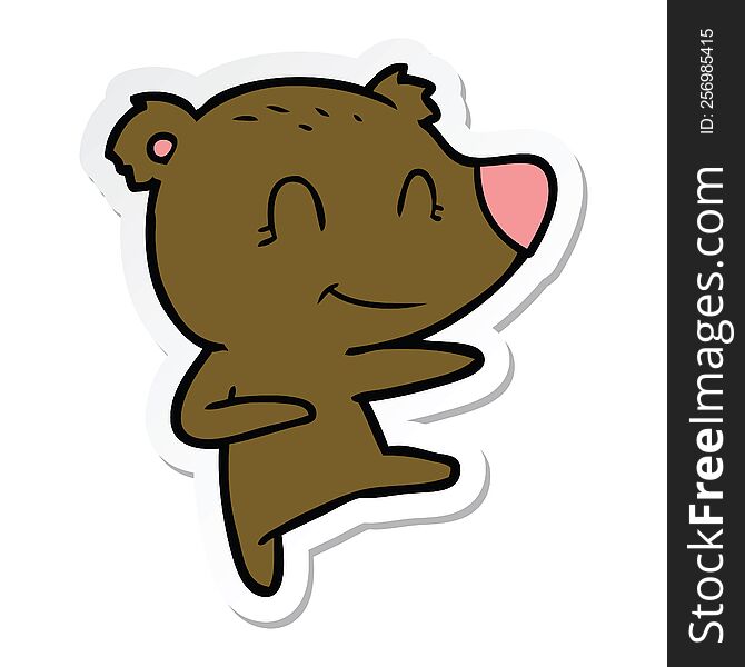 Sticker Of A Smiling Dancing Bear Cartoon