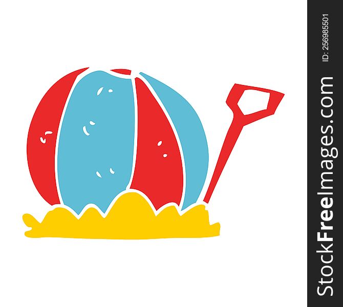 Cartoon Doodle Beachball And Spade