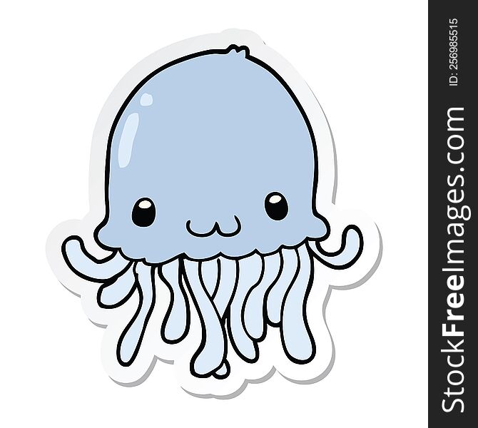 sticker of a cartoon jellyfish