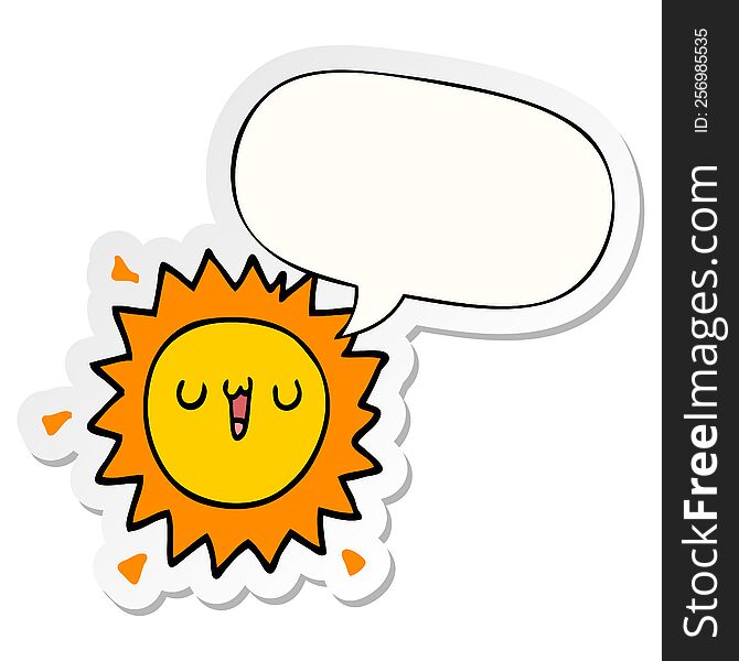 cartoon sun and speech bubble sticker