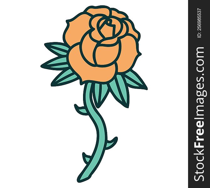 Tattoo Style Icon Of A Rose