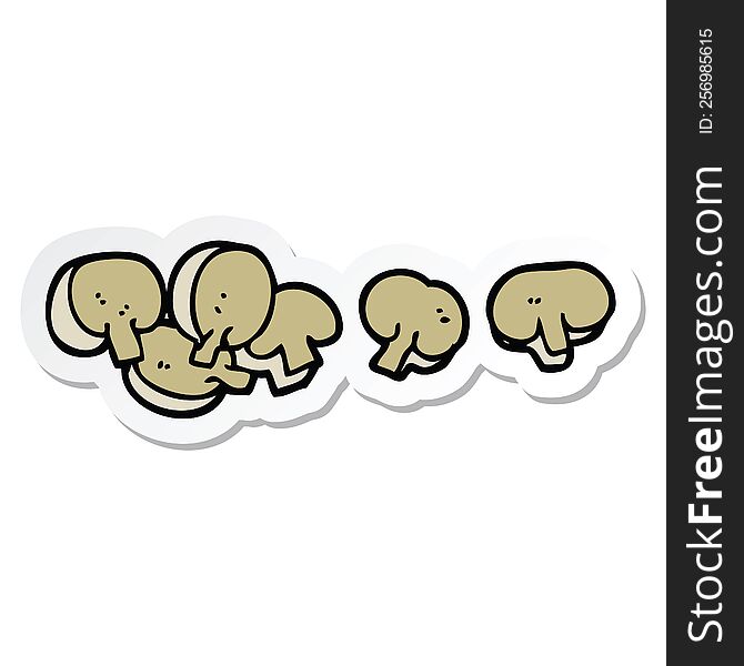 sticker of a cartoon chopped mushrooms