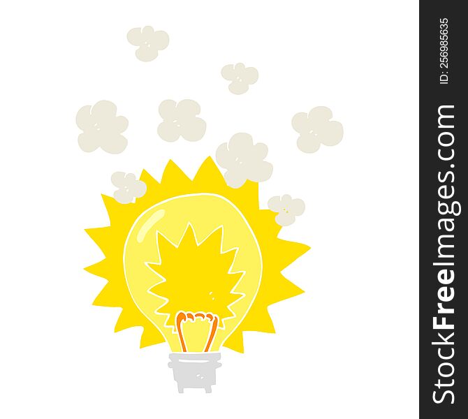 flat color illustration of light bulb shining. flat color illustration of light bulb shining