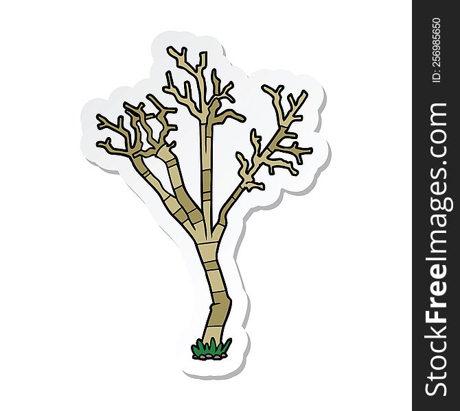 Sticker Of A Cartoon Winter Tree