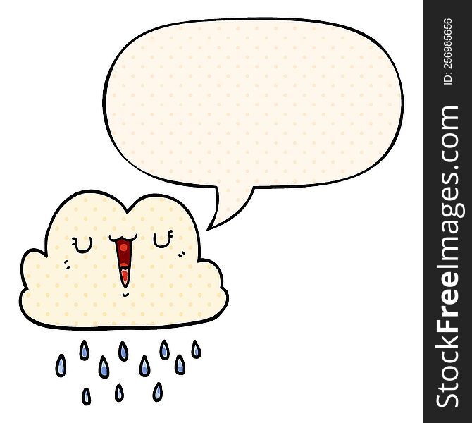 cartoon storm cloud with speech bubble in comic book style