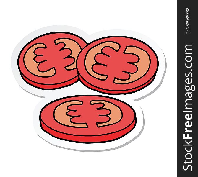 Sticker Of A Sliced Tomatoes Cartoon