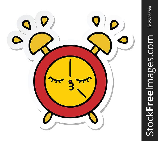 Sticker Of A Cute Cartoon Alarm Clock