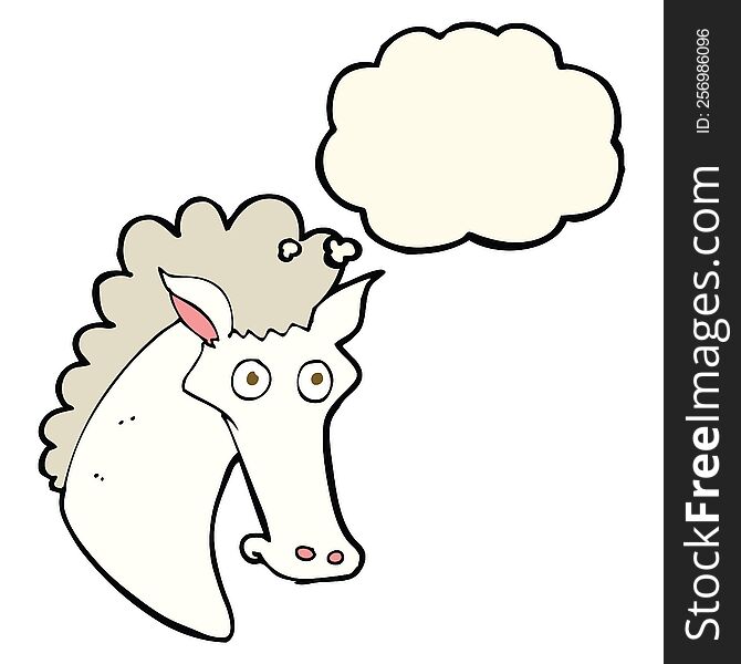 cartoon horse head with thought bubble