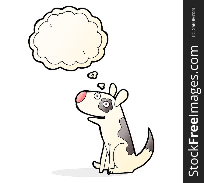 Cartoon Happy Dog With Thought Bubble