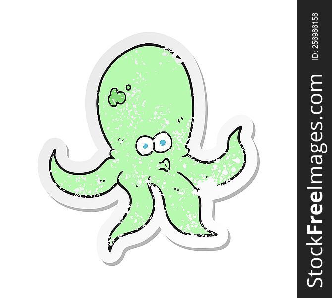 Retro Distressed Sticker Of A Cartoon Octopus