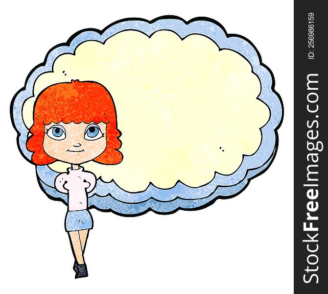 Cartoon Woman In Front Of Cloud