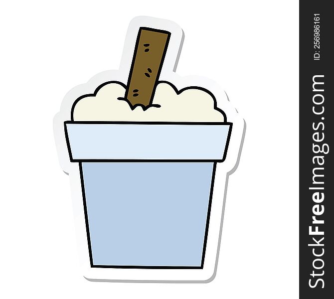sticker of a quirky hand drawn cartoon ice cream pot