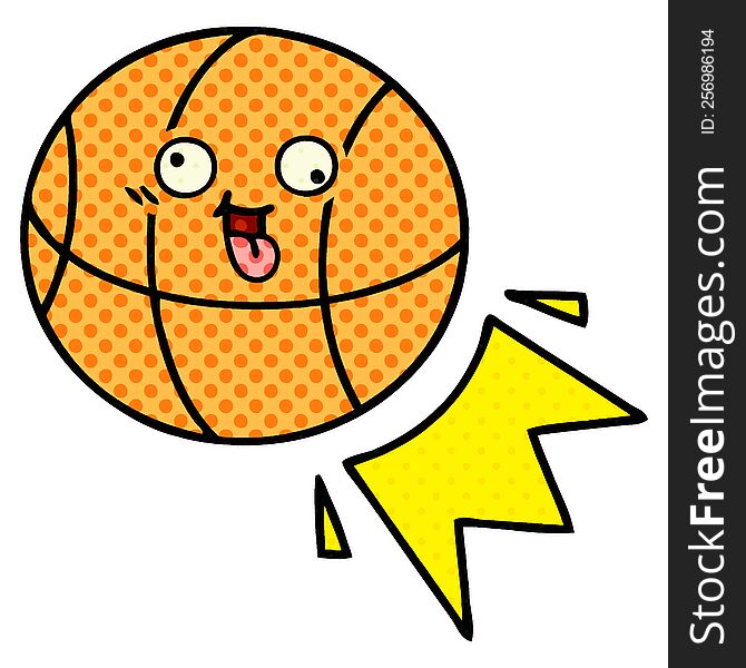 Comic Book Style Cartoon Basketball