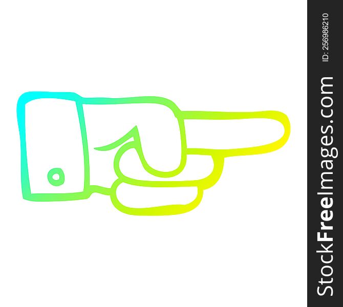 cold gradient line drawing of a cartoon pointing hand
