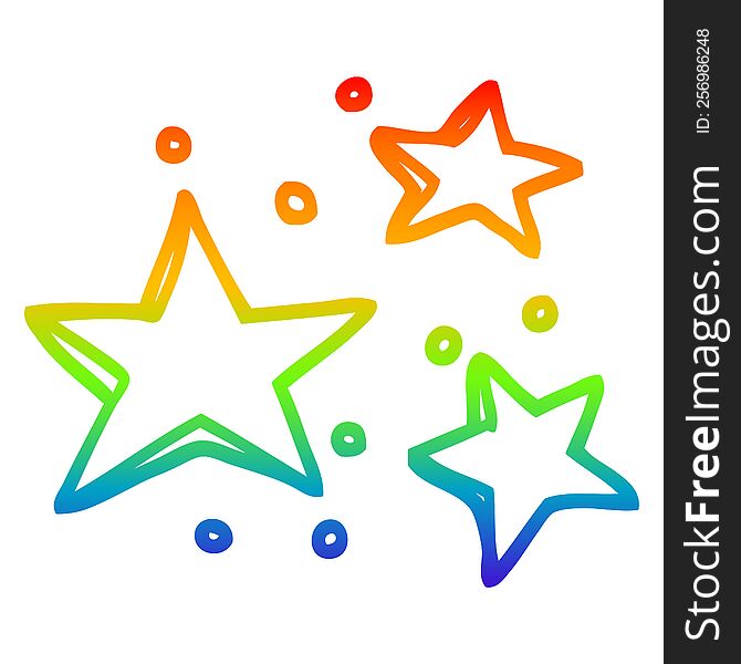 rainbow gradient line drawing of a cartoon decorative stars