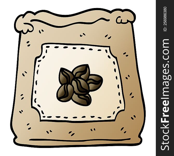 vector gradient illustration cartoon bag of coffee beans