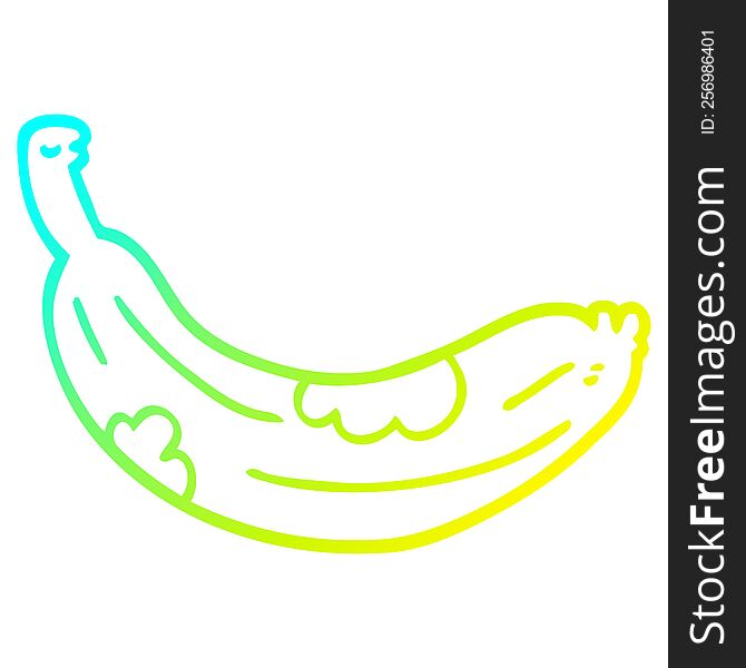 cold gradient line drawing of a cartoon rotten banana