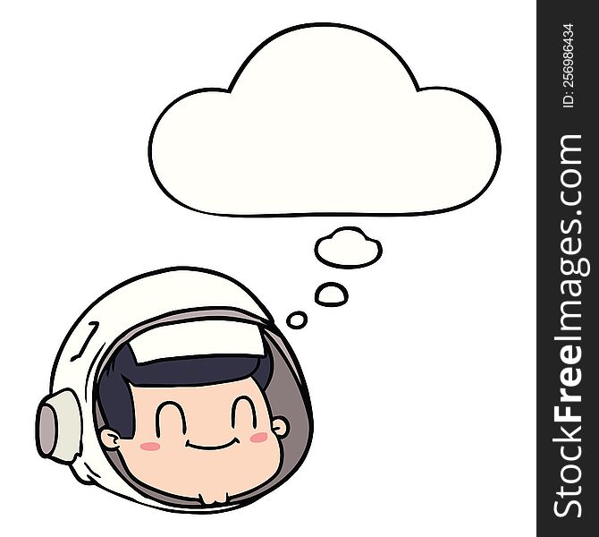 Cartoon Astronaut Face And Thought Bubble