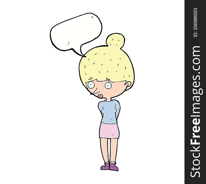 Cartoon Woman Staring With Speech Bubble