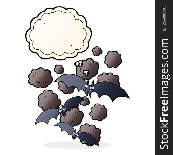 cartoon vampire bats with thought bubble