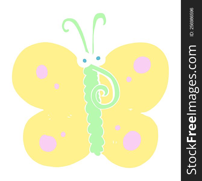 Flat Color Illustration Of A Cartoon Butterfly