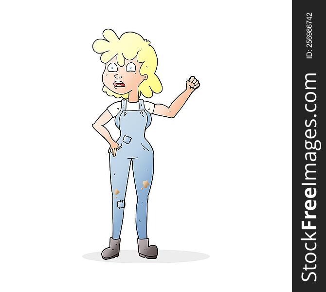 cartoon woman shaking fist