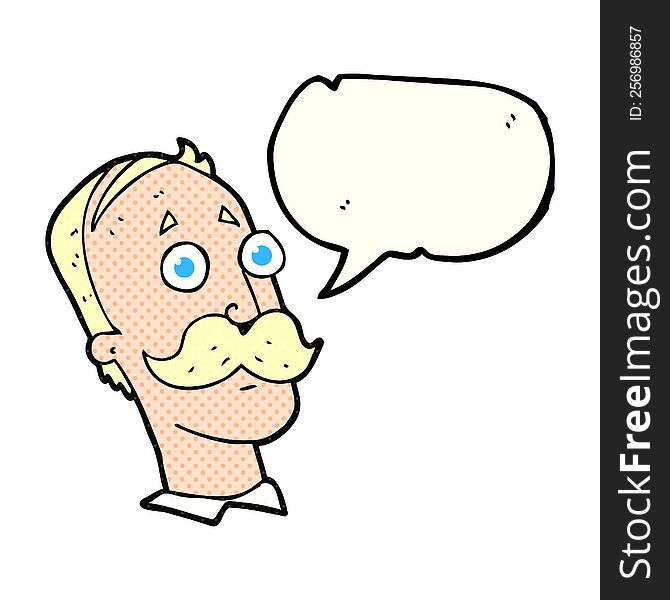 Comic Book Speech Bubble Cartoon Man With Mustache