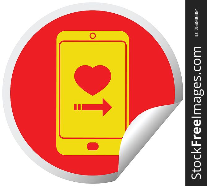 dating app on cell phone circular peeling sticker