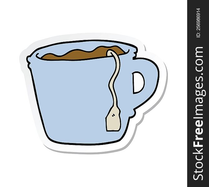 sticker of a cartoon hot cup of tea