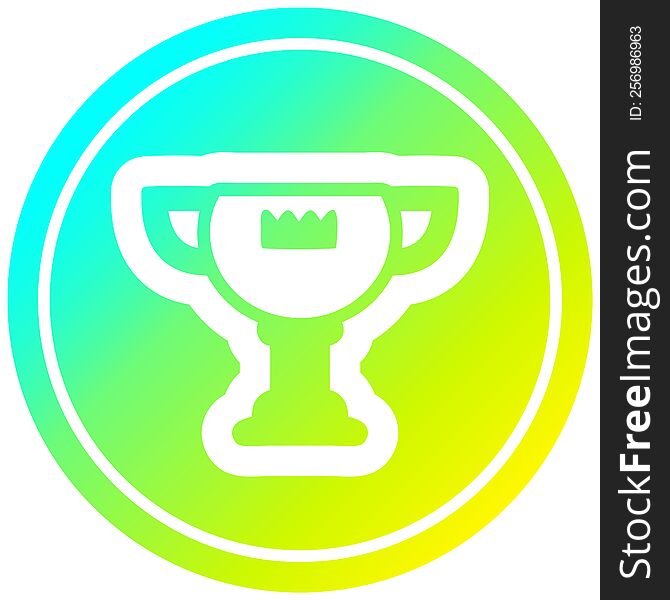 trophy award circular icon with cool gradient finish. trophy award circular icon with cool gradient finish