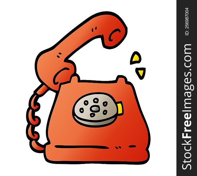 Vector Gradient Illustration Cartoon Telephone Ringing