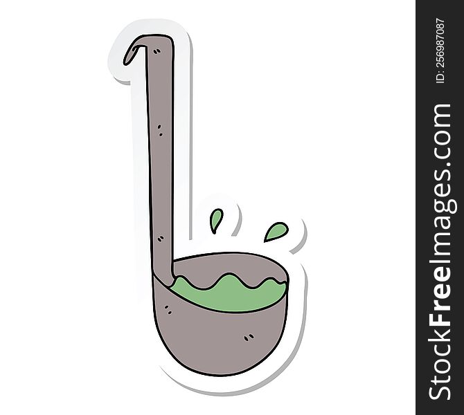 Sticker Of A Quirky Hand Drawn Cartoon Ladle