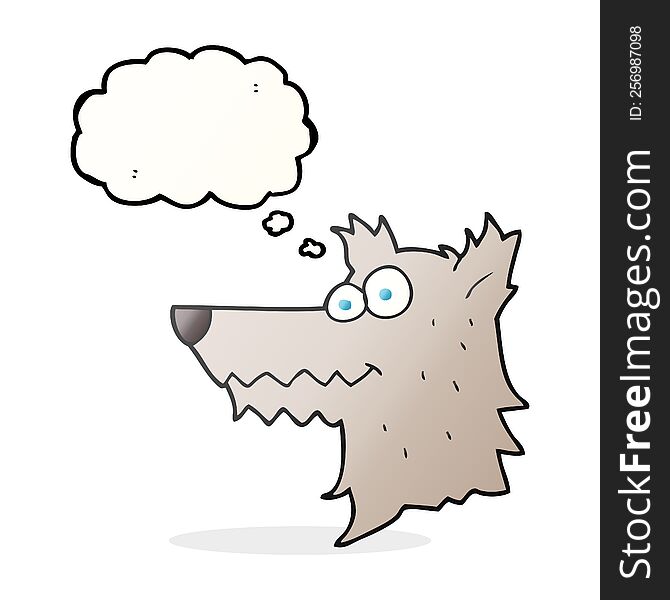 Thought Bubble Cartoon Wolf Head