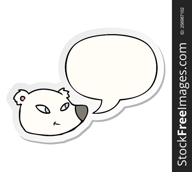 cartoon polar bear face with speech bubble sticker