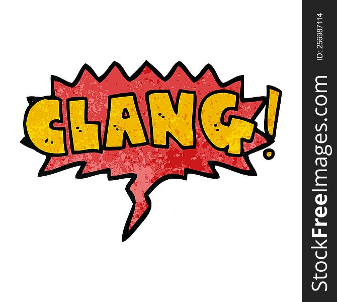 cartoon word clang with speech bubble in retro texture style