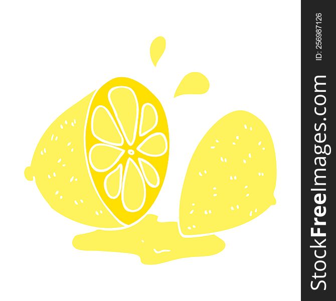 flat color illustration of cut lemon. flat color illustration of cut lemon