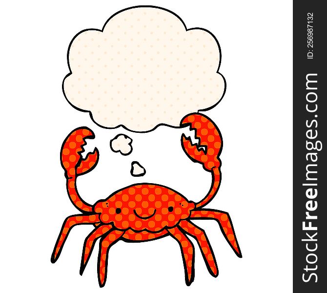 Cartoon Crab And Thought Bubble In Comic Book Style