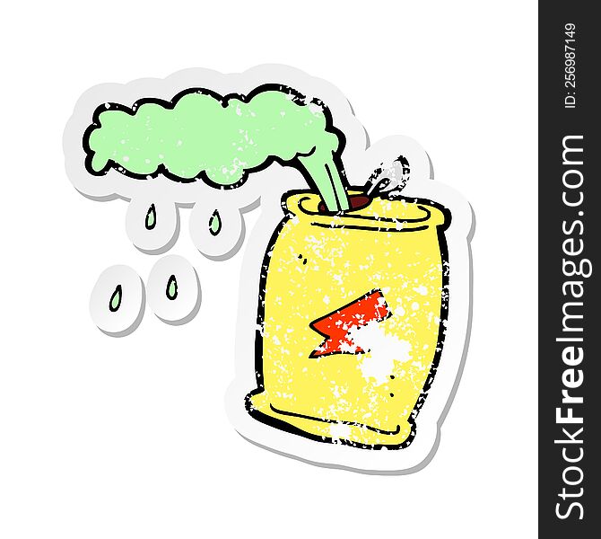 Retro Distressed Sticker Of A Cartoon Fizzing Soda Can