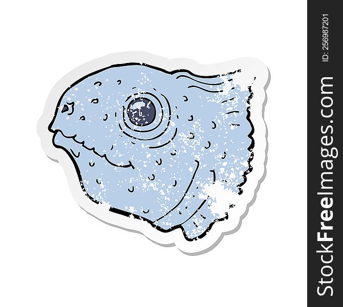 retro distressed sticker of a cartoon fish head