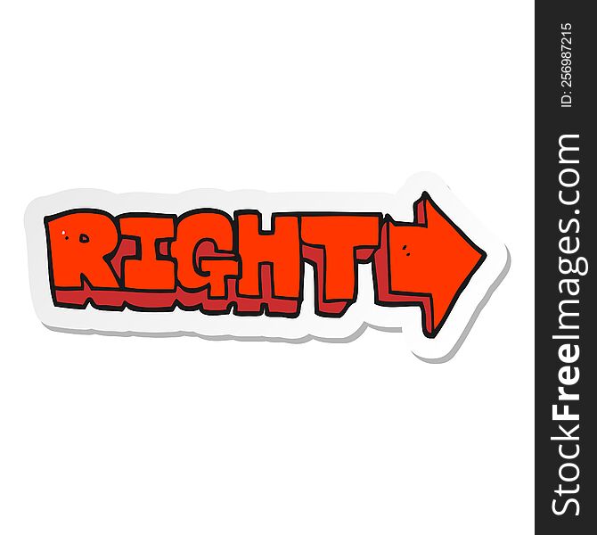sticker of a cartoon right symbol