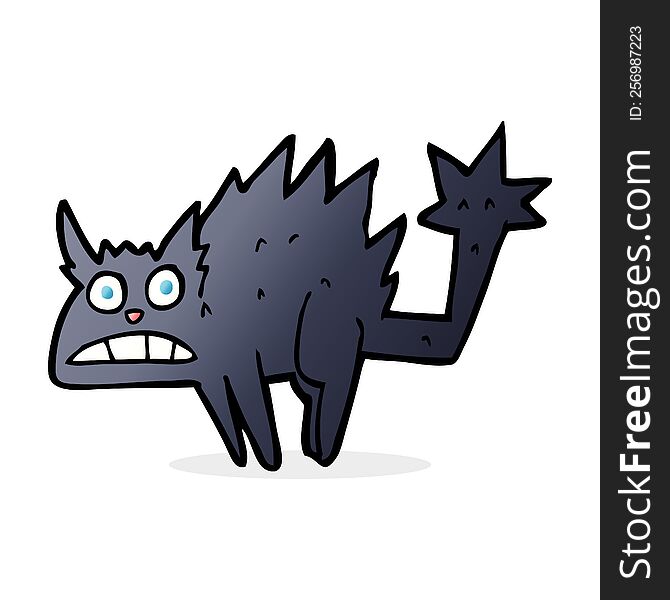 cartoon frightened black cat