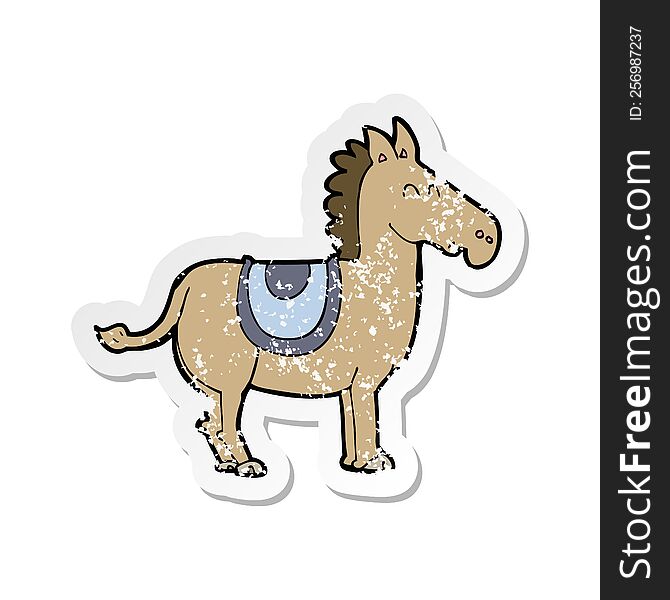 Retro Distressed Sticker Of A Cartoon Donkey