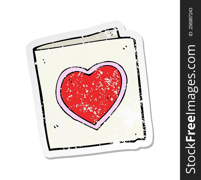 retro distressed sticker of a cartoon love heart card