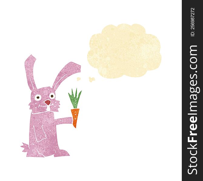 Cartoon Rabbit With Carrot With Thought Bubble