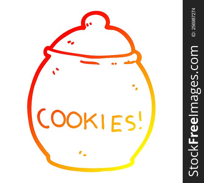 warm gradient line drawing of a cartoon cookie jar