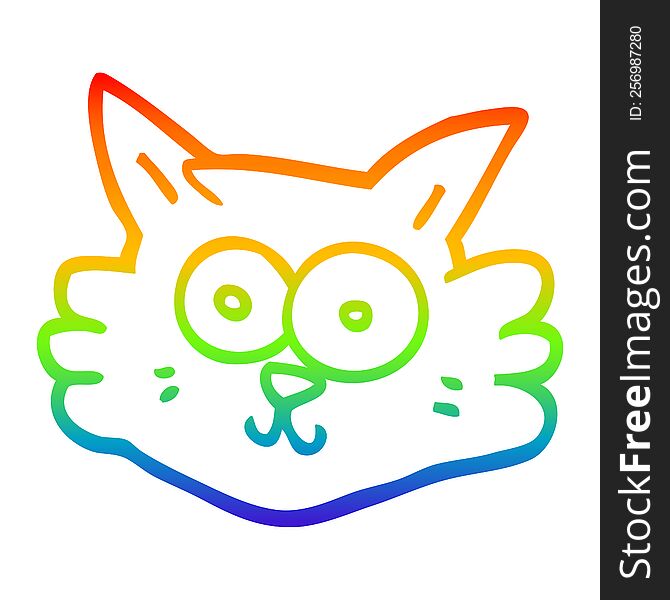 rainbow gradient line drawing cartoon cat face